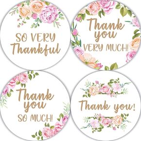 PNTKION 80 Pieces Cute Rose Flower Wreath Thank You Stickers, Wedding Baby Shower Birthday Party Decorate Watercolor Floral Themed Party Gift Wrap Bag Label Decorations in Kuwait