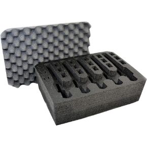 5 Pistol 18 Magazine Storage Foam Insert For V300 Vault Case By Pelican | 2 Piece Set Pre-Cut Military Grade Polyethylene Foam Base Insert And Lid Liner (Case Not Included)