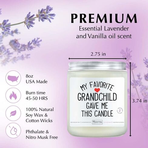 Grandma Gifts from Grandchildren / Granddaughter - 8oz Lavender Candle - Idea for Best Grandma, Mothers Day, Promoted to, Great Birthday, First Time, to Be That She Will Love in Saudi Arabia