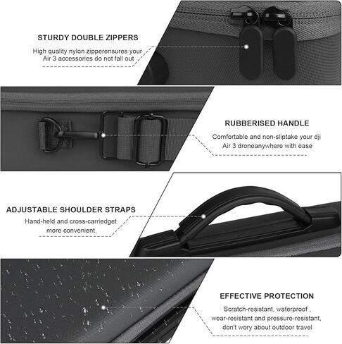 يتيث شنطة حمل لجهاز دي جيه اي اير 3، شنطة كتف محمولة للسفر من جلد البولي يوريثين لطائرات درون دي جيه اي اير 3 فلاي مور كومبو مع وحدة تحكم دي جيه اي ار سي 2 وملحقات اخرى (رمادي) in Kuwait