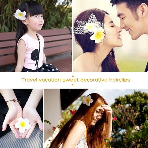 CNFZLIYUER زهرة بلوميريا الاصطناعية، 10 قطع من بتلات الزهور الاصطناعية هاواي البيضاء قطعة مركزية من الزهور العائمة لحمام السباحة، وقبعة الشعر الأزهار للحرف اليدوية المنزلية وحفلات الزفاف على الشاطئ in Kuwait