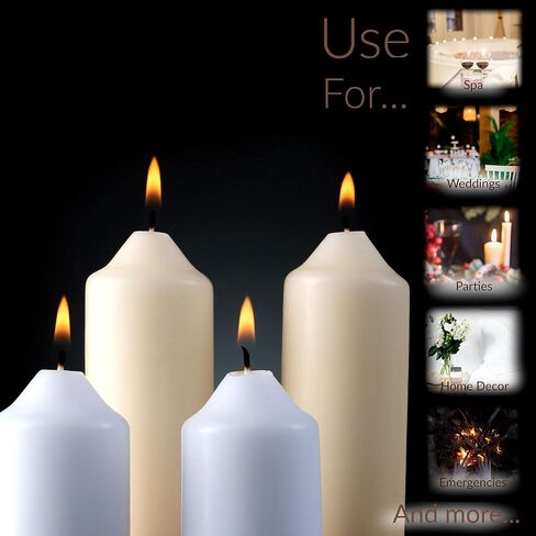 SPAAS White Pillar Candles - 20 Pack | 1.5x4 Inch Bulk Pillar Candles, Dripless Dinner Candles | Unscented Pillar Candles for Home Décor, Memorial, Vigil, Parties, Wedding, Decorative Lantern in Saudi Arabia