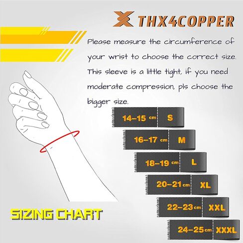 كم المعصم الضاغط THX4COPPER - دعم المعصم المغمور بالنحاس للرجال والنساء - تحسين الدورة الدموية والتعافي (زوج واحد) in Saudi Arabia