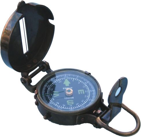 الاستنساخ العسكري الحرب العالمية الثانية Lensatic البوصلة | بوصلة جيب نحاسية عتيقة محفورة مخصصة | حقيبة جلدية اختيارية أو صندوق من الخشب الصلب in Kuwait