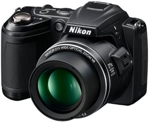 كاميرا نيكون COOLPIX L120 14.1 ميجابكسل رقمية مع عدسة تكبير بصري واسعة الزاوية 21x NIKKOR وشاشة LCD 3 بوصة (أسود) (الطراز القديم) in Saudi Arabia