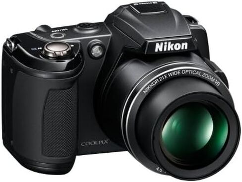 كاميرا نيكون COOLPIX L120 14.1 ميجابكسل رقمية مع عدسة تكبير بصري واسعة الزاوية 21x NIKKOR وشاشة LCD 3 بوصة (أسود) (الطراز القديم) in Saudi Arabia