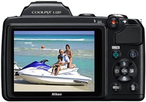 كاميرا نيكون COOLPIX L120 14.1 ميجابكسل رقمية مع عدسة تكبير بصري واسعة الزاوية 21x NIKKOR وشاشة LCD 3 بوصة (أسود) (الطراز القديم) in Saudi Arabia