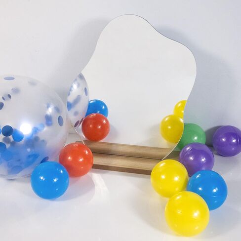 تسيان مراة زينة جمالية غير منتظمة بدون اطار، مراة مكياج مزخرفة لسطح الطاولة من الاكريليك مع حامل خشبي لغرفة المعيشة والمساحات الصغيرة وديكور المنزل - على شكل سحابة in Kuwait