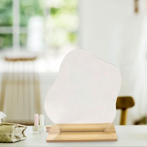 تسيان مراة زينة جمالية غير منتظمة بدون اطار، مراة مكياج مزخرفة لسطح الطاولة من الاكريليك مع حامل خشبي لغرفة المعيشة والمساحات الصغيرة وديكور المنزل - على شكل سحابة in Kuwait