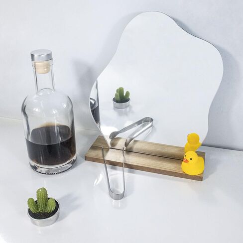 تسيان مراة زينة جمالية غير منتظمة بدون اطار، مراة مكياج مزخرفة لسطح الطاولة من الاكريليك مع حامل خشبي لغرفة المعيشة والمساحات الصغيرة وديكور المنزل - على شكل سحابة in Kuwait