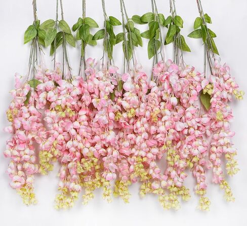 6 قطع من DearHouse صناعية كبيرة من الوستارية الصناعية المزيفة من كرمة راتا للتعليق على شكل إكليل من الحرير وحفلات الزفاف وديكور المنزل (أزرق) in Kuwait