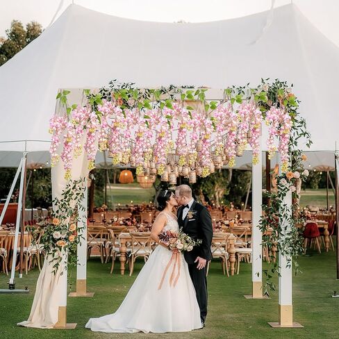 6 قطع من DearHouse صناعية كبيرة من الوستارية الصناعية المزيفة من كرمة راتا للتعليق على شكل إكليل من الحرير وحفلات الزفاف وديكور المنزل (أزرق) in Kuwait