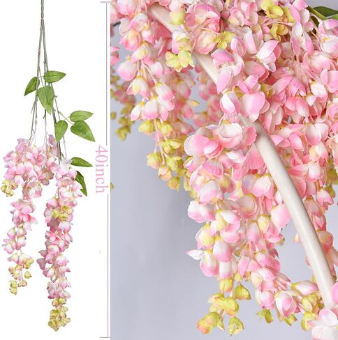 6 قطع من DearHouse صناعية كبيرة من الوستارية الصناعية المزيفة من كرمة راتا للتعليق على شكل إكليل من الحرير وحفلات الزفاف وديكور المنزل (أزرق) in Kuwait