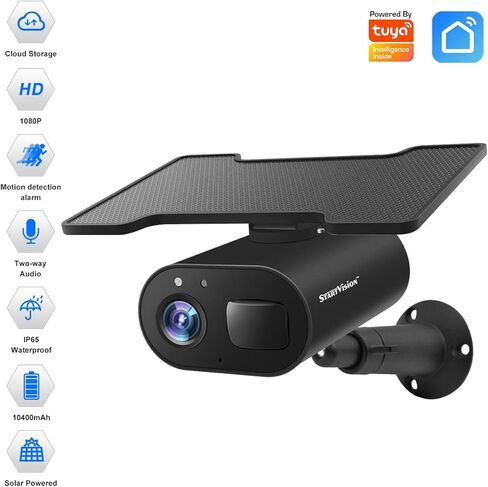Solar Powered Security Camera,Wireless Security Camera Outdoor ,1080P Solar Rechargeable Battery Power IP Home Cameras,Night Vision, PIR Motion Detection, 2-Way Audio,IP65 Waterproof,Cloud Storage in Kuwait