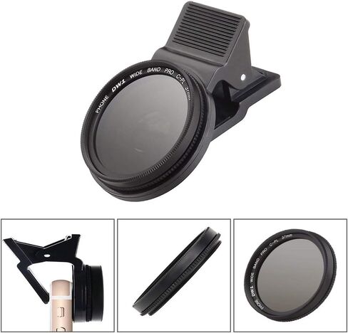 37MM Phone Camera Lens,Portable External CPL Filter Circular Polarizer Macro and Wide Angle Lens Universal Phone Camera Lens with Storage Box in Kuwait