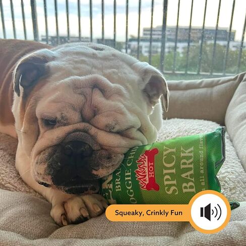 Felix & Fido Potato Chip Bag Funny Dog Toys - Fun Plush Squeaker Food Toy for Small & Medium Dogs-Fetch Anti Anxiety Interactive Squeaky Chew-Large Plush Stuffing Puppy Enrichment Gifts - Lazy Doggies in Saudi Arabia