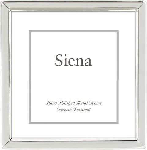 Siena Slim Border Picture Frame, Tarnish Resistant Finish, Perfect Photo Frame for any End Table, Credenza, Shelf, or Nightstand, Silver 3x3 in Saudi Arabia