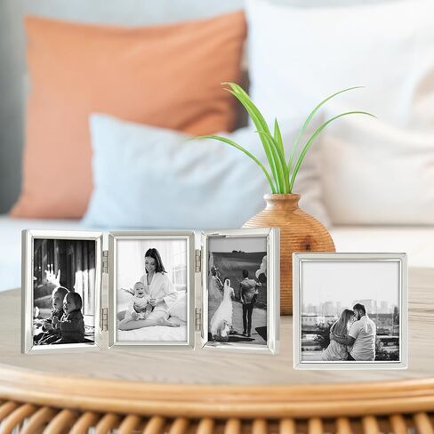Siena Slim Border Picture Frame, Tarnish Resistant Finish, Perfect Photo Frame for any End Table, Credenza, Shelf, or Nightstand, Silver 3x3 in Saudi Arabia