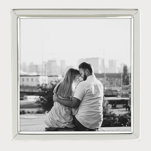 Siena Slim Border Picture Frame, Tarnish Resistant Finish, Perfect Photo Frame for any End Table, Credenza, Shelf, or Nightstand, Silver 3x3 in Saudi Arabia