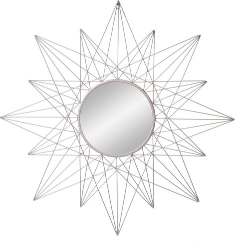 Patton Wall Decor 36" Silver Round Geometric Sunburst Wall Accent Mirror in Kuwait