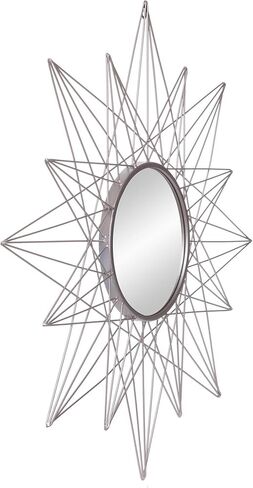 Patton Wall Decor 36" Silver Round Geometric Sunburst Wall Accent Mirror in Kuwait