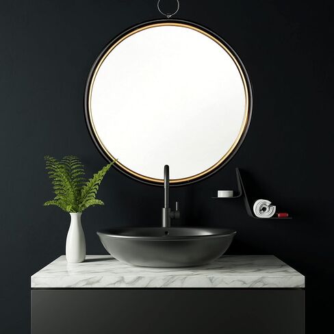 Creative Co-Op Oval Accent Black & Gold Metal Frame Reflective Mirrors, Black in Saudi Arabia