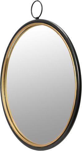 Creative Co-Op Oval Accent Black & Gold Metal Frame Reflective Mirrors, Black in Saudi Arabia