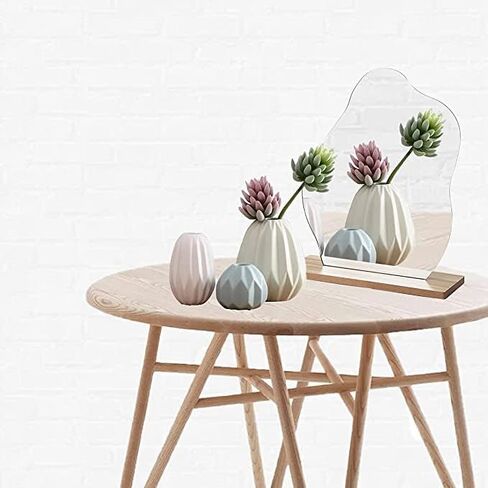 مراة مكياج اكريليك للمكتب مع حامل ديكور جمالي للمكتب - مراة فانيتي بدون اطار لغرفة النوم وغرفة المعيشة وديكور الغرفة in Kuwait