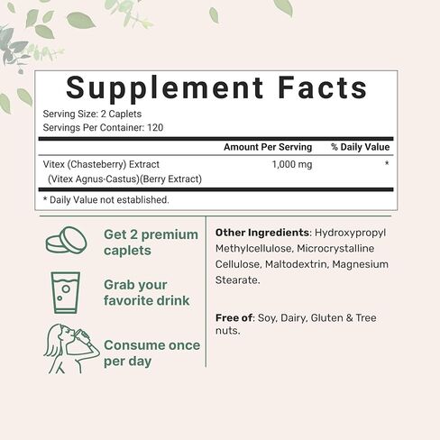 المكونات الدقيقة، مكمل فيتكس بيري، 1000 مجم لكل وجبة، 240 كبسولة | مستخلص قوي من شجرة التوت | يعزز الدورة الشهرية والخصوبة وتوازن الهرمونات لدى النساء | غير معدل وراثيًا in Kuwait