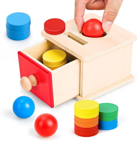 TOY Life Montessori Toys Object Permanence Box Toys 2 في 1 لعبة قطرة الكرة الخشبية وصندوق العملات المعدنية ألعاب مونتيسوري للأطفال من عمر 6 إلى 12 شهرًا ألعاب خشبية لعمر 1+ سنة هدايا ألعاب تطوير الطفل للأطفال الصغار in Saudi Arabia