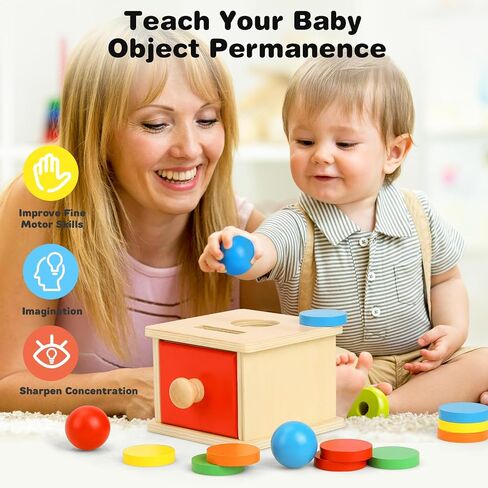 TOY Life Montessori Toys Object Permanence Box Toys 2 في 1 لعبة قطرة الكرة الخشبية وصندوق العملات المعدنية ألعاب مونتيسوري للأطفال من عمر 6 إلى 12 شهرًا ألعاب خشبية لعمر 1+ سنة هدايا ألعاب تطوير الطفل للأطفال الصغار in Saudi Arabia