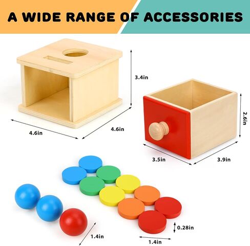 TOY Life Montessori Toys Object Permanence Box Toys 2 في 1 لعبة قطرة الكرة الخشبية وصندوق العملات المعدنية ألعاب مونتيسوري للأطفال من عمر 6 إلى 12 شهرًا ألعاب خشبية لعمر 1+ سنة هدايا ألعاب تطوير الطفل للأطفال الصغار in Saudi Arabia