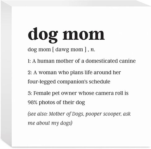 Dog Mom, JoyRide Home Decor Wood Block Sign, 5"x5" Freestanding, Shelf or Wall Displayed, Artist Designed Home Décor. in Kuwait