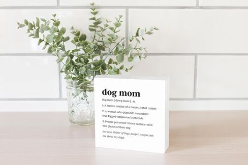 Dog Mom, JoyRide Home Decor Wood Block Sign, 5"x5" Freestanding, Shelf or Wall Displayed, Artist Designed Home Décor. in Kuwait