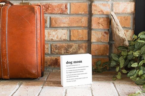 Dog Mom, JoyRide Home Decor Wood Block Sign, 5"x5" Freestanding, Shelf or Wall Displayed, Artist Designed Home Décor. in Kuwait