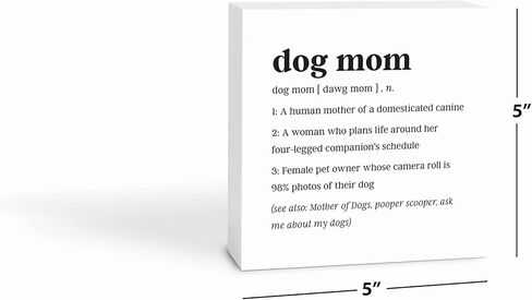 Dog Mom, JoyRide Home Decor Wood Block Sign, 5"x5" Freestanding, Shelf or Wall Displayed, Artist Designed Home Décor. in Kuwait