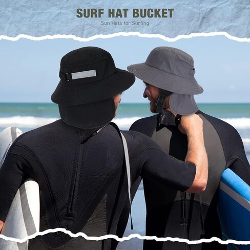 قطعتان من قبعات ركوب الأمواج للرجال والنساء مع اشرطة للذقن، قبعات شمس للمشي لمسافات طويلة وركوب الامواج والتخييم وركوب القوارب والرياضات المائية، اسود، مقاس واحد, أسود, مقاس واحد in Kuwait