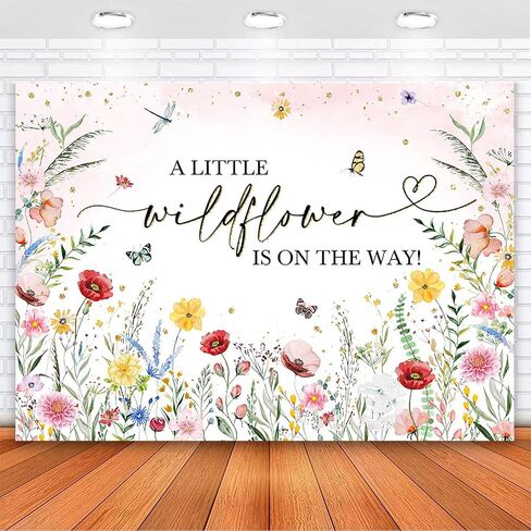 Avezano Wildflower Baby Shower Backcolor Watercolor A Little Wildflower على الطريق زينة حفلات استحمام الطفل Wildflower Theme Girl Banner Photoshoot Props (7 × 5 قدم، 82 × 59 بوصة) in Saudi Arabia