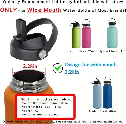 Ouharty Spout Lid for Wide Mouth Hydroflask Water Bottles Replacement Straw Lids for Hydro Flask Wide Mouth 32 40 64 oz Water Bottle in Saudi Arabia