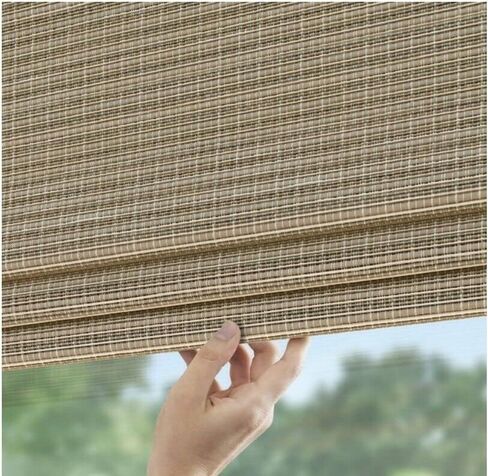 Levolor 24 بوصة × 64 بوصة Greystone Light Filtering Cordless Bamboo Roman Shade in Kuwait