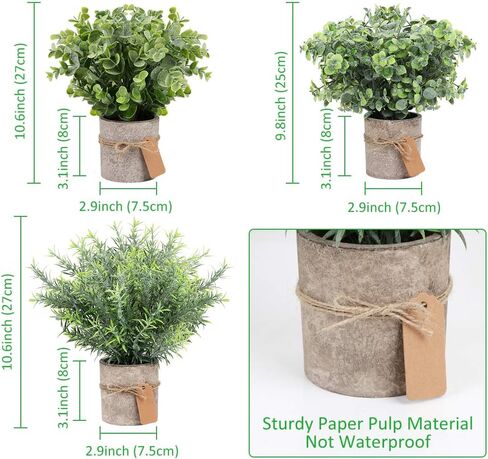 OurWarm 3 Pack Mini Potted Fake Plants Artificial Eucalyptus Plants, Small Faux Greenery Plants Indoor for Home Office Bathroom Desk Table Decor in Saudi Arabia