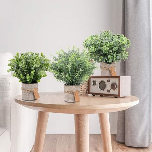 OurWarm 3 Pack Mini Potted Fake Plants Artificial Eucalyptus Plants, Small Faux Greenery Plants Indoor for Home Office Bathroom Desk Table Decor in Saudi Arabia