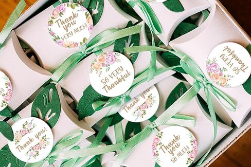 PNTKION 80 Pieces Cute Rose Flower Wreath Thank You Stickers, Wedding Baby Shower Birthday Party Decorate Watercolor Floral Themed Party Gift Wrap Bag Label Decorations in Kuwait