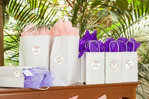 PNTKION 80 Pieces Cute Rose Flower Wreath Thank You Stickers, Wedding Baby Shower Birthday Party Decorate Watercolor Floral Themed Party Gift Wrap Bag Label Decorations in Kuwait