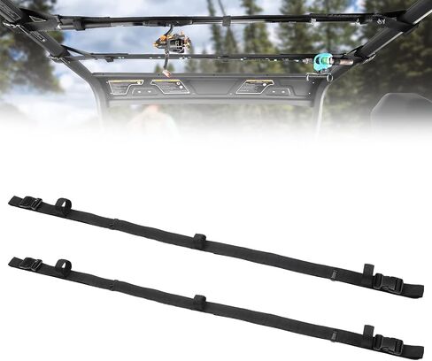 kemimoto UTV Fishing Rod Holder 2 Pack Adjustable 47"-60" Fishing Pole Rack Inside Fishing Rod Straps with Polyester Webbing Compatible with Can am Defender Polaris Ranger Honda Pioneer Cfmoto Uforce in Saudi Arabia