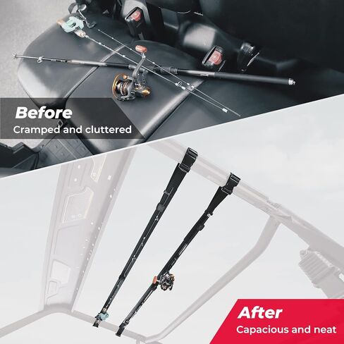 kemimoto UTV Fishing Rod Holder 2 Pack Adjustable 47"-60" Fishing Pole Rack Inside Fishing Rod Straps with Polyester Webbing Compatible with Can am Defender Polaris Ranger Honda Pioneer Cfmoto Uforce in Saudi Arabia