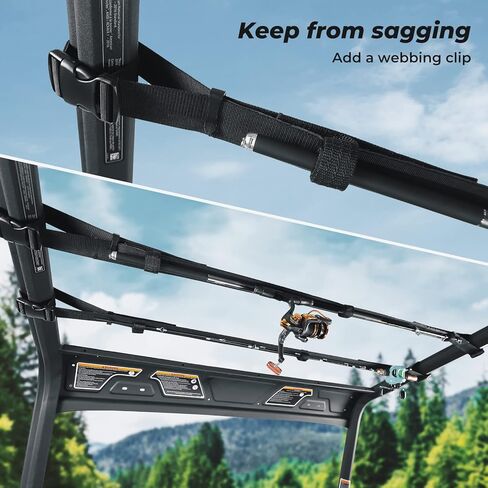 kemimoto UTV Fishing Rod Holder 2 Pack Adjustable 47"-60" Fishing Pole Rack Inside Fishing Rod Straps with Polyester Webbing Compatible with Can am Defender Polaris Ranger Honda Pioneer Cfmoto Uforce in Saudi Arabia