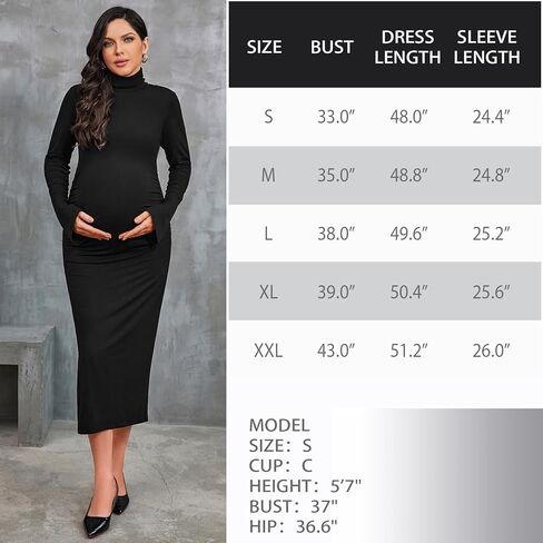 Bhome فستان ضيق للحوامل بياقة مدورة فستان حمل لاستحمام الطفل لالتقاط الصور الفوتوغرافية بأكمام جرس وفتحة جانبية فستان الحمل in Kuwait