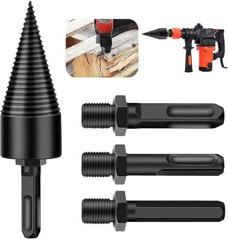 4 قطع من رؤوس مثقاب مقسم خشب الحطب، رؤوس حفر ماسية لتحسين المنزل، قطع حفر شديدة التحمل لعصا الحفر اليدوية (دائرية + مربعة + سداسية 32 مم) in Kuwait