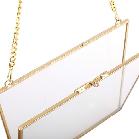 إطارات زهور مربعة مضغوطة عالية الجودة، إطار ذهبي عائم معلق مع سلسلة للضغط على صورة عمل فني لعينة النبات، ديكور حائط DIY (6.3 × 6.3 بوصة) in Kuwait